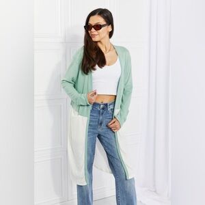 Culture Code Until You Came Color Block Duster Cardigan Light Green